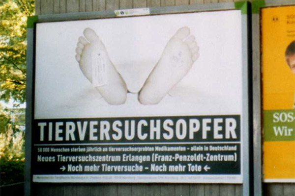 Aktion gegen Tierversuche in Erlangen